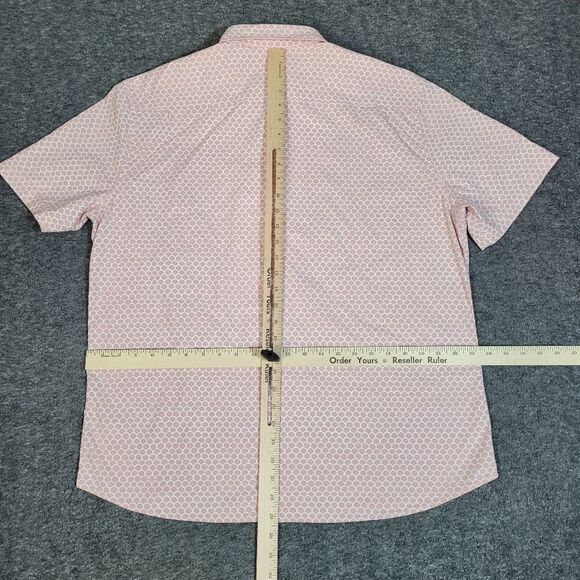 Faherty Playa Fish Scale Men's Short Sleeve Shirt Size XL Rose Geometric Patrern - Picture 8 of 11
